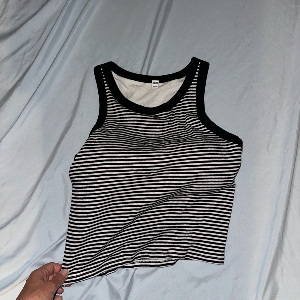 UNIQLO Black and White Striped Tank Top